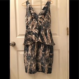 Eva Franco Sequin Print Peplum Dress